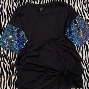 Sequin short sleeve T-shirt